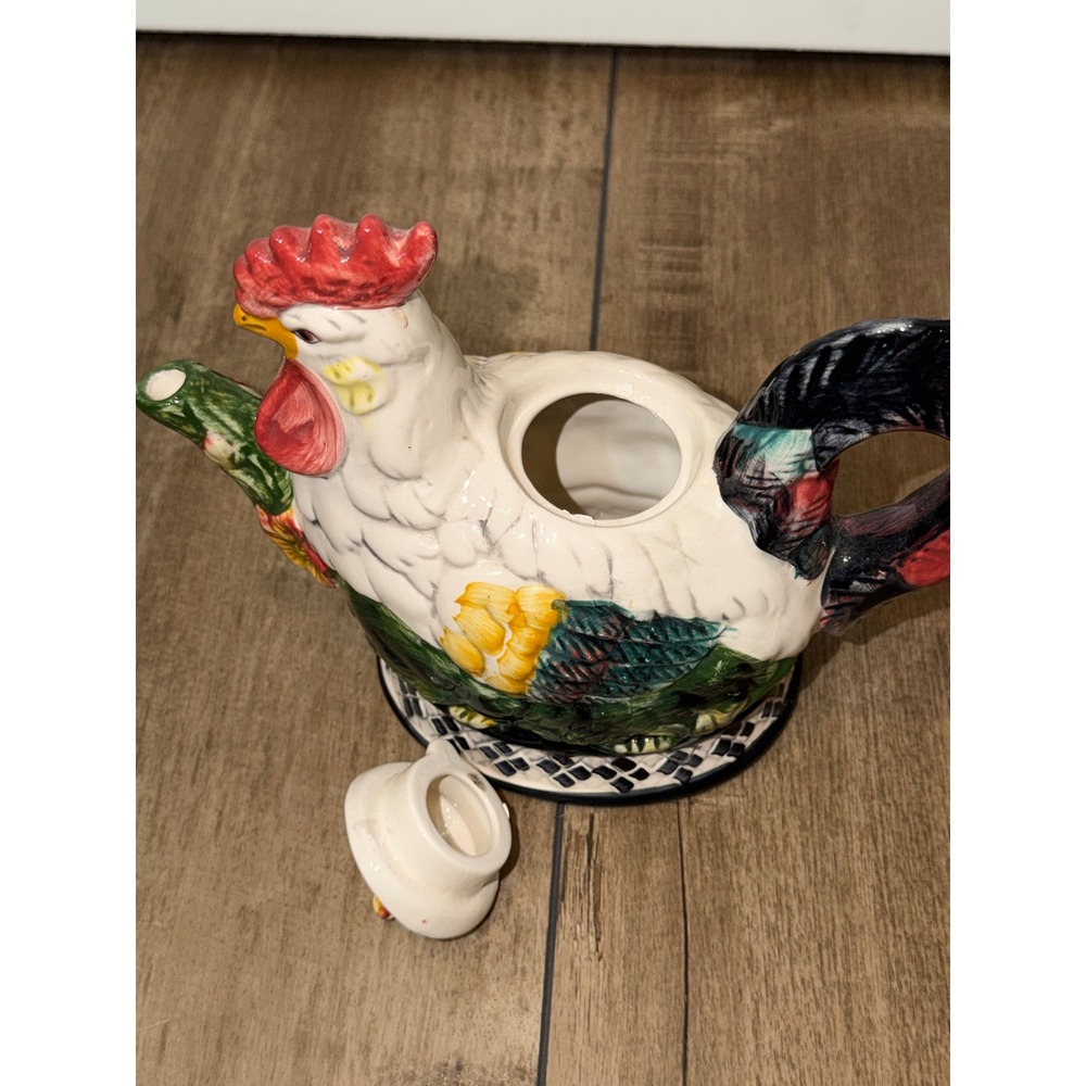 1998 Rooster Chicken‎ Teapot Ceramic Collectible - Picture 2 of 8